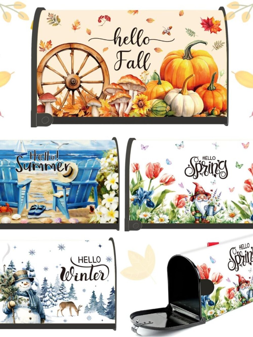 Magnetic Mailbox Covers Standard Size 18 x 21 Inch - 4 PCS Seasonal Hello Spring